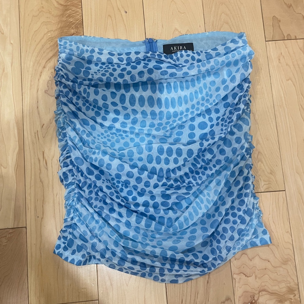 AKIRA Blue Patterned Mini Skirt